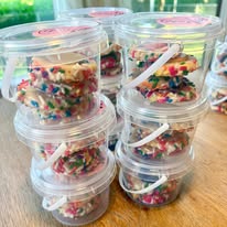 Colorful funfetti treats in clear cups